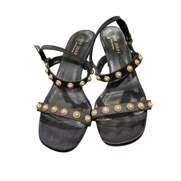 JON JOSEF CARSON Black & Faux Pearl Kitten Heels Size 9 - Picture 2 of 9